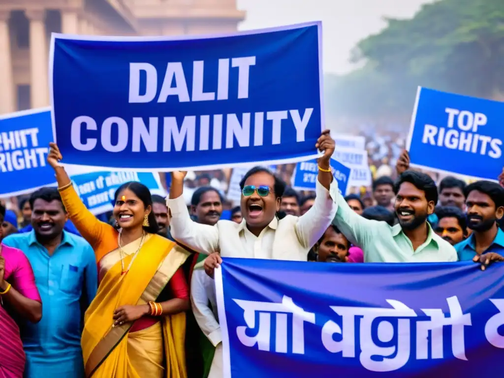 Activistas Dalit luchando por derechos frente al gobierno en la India