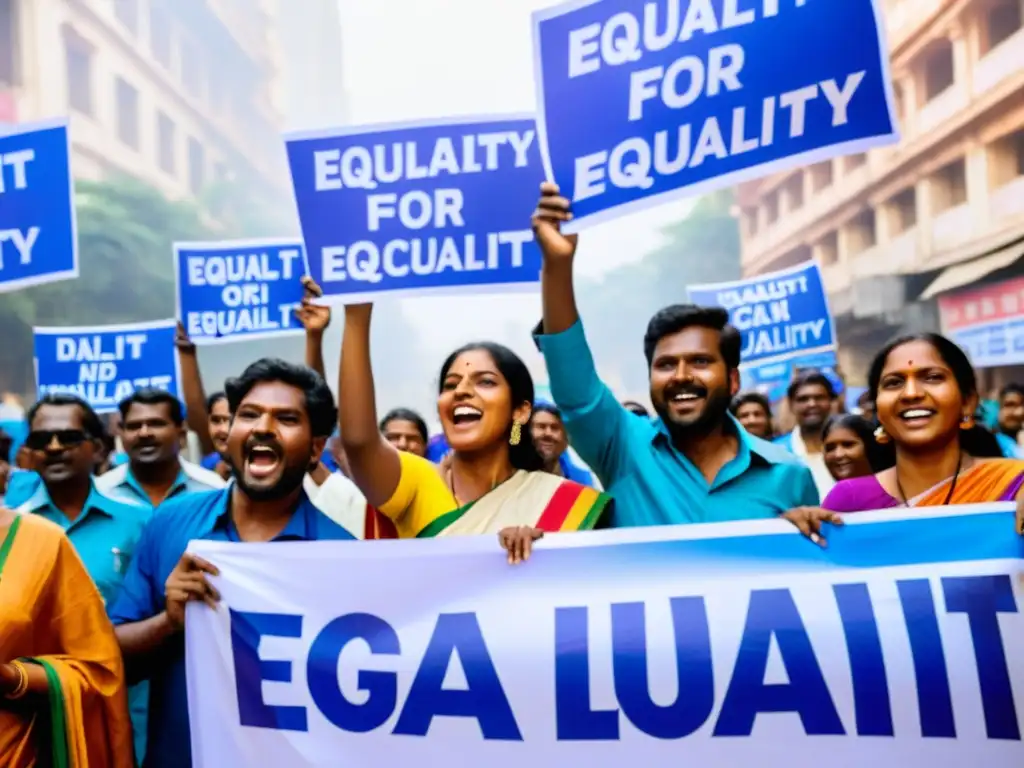 Activistas Dalit marchan por la igualdad en las calles de la India, con mensajes de movimientos sociales igualdad India