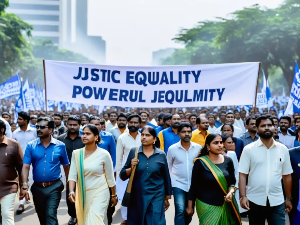 Dalit activistas marchan en protesta, mostrando determinación y unidad