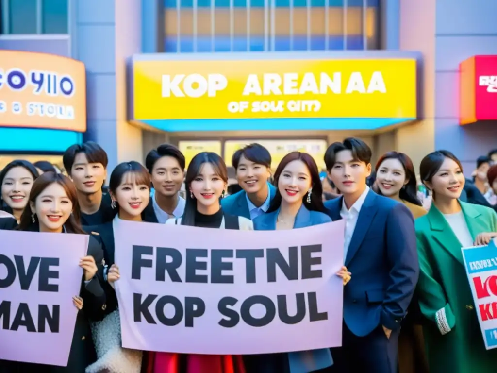 Apasionados fans del KPop esperan ansiosos el estreno de un KDrama en Seúl, mostrando la importancia de los KDramas en el KPop