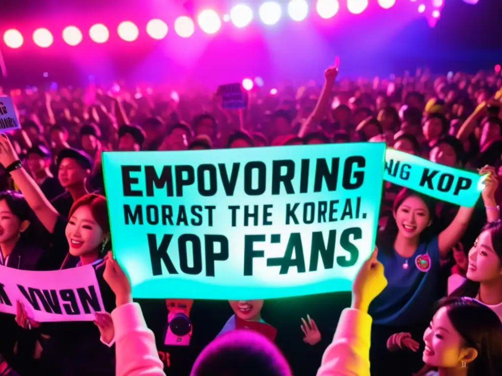 Apasionados fans de Kpop participan en un mitin político, mostrando mensajes poderosos en coreano y español, demostrando el impacto del Kpop en política