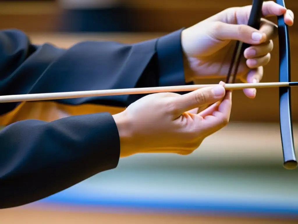 Un arquero de Kyudo concentra la perfección a través del Kyudo, mostrando precisión y serenidad en el dojo