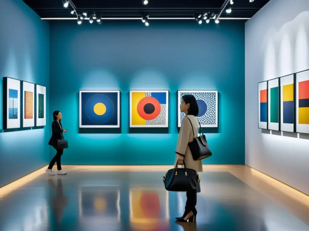 Exhibición de Arte Asiático Contemporáneo: Obras Vibrantes y Poderosas Exposición de arte asiático contemporáneo con obras abstractas y poderosas en una galería moderna, creando una atmósfera creativa e innovadora