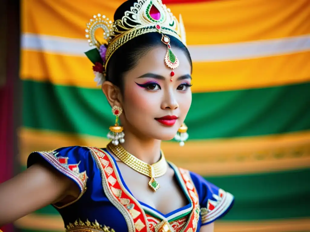 El arte de la danza tailandesa captura la belleza y la tradición de Tailandia, con un traje colorido y detallado