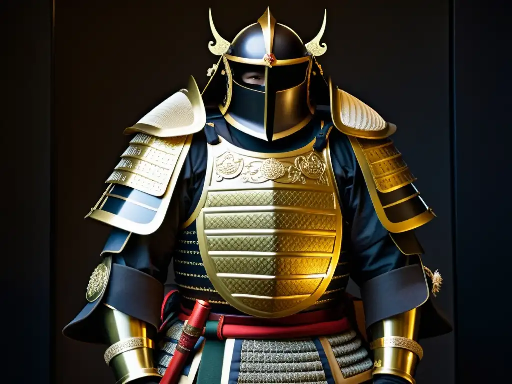 Arte samurai cultura asiática: Imagen detallada de una armadura samurái japonesa tradicional, exudando historia y artesanía