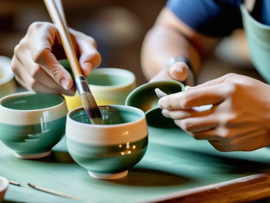 Un artesano asiático reinventa la cerámica con delicadas pinturas sobre tazas de té, fusionando tradición e innovación