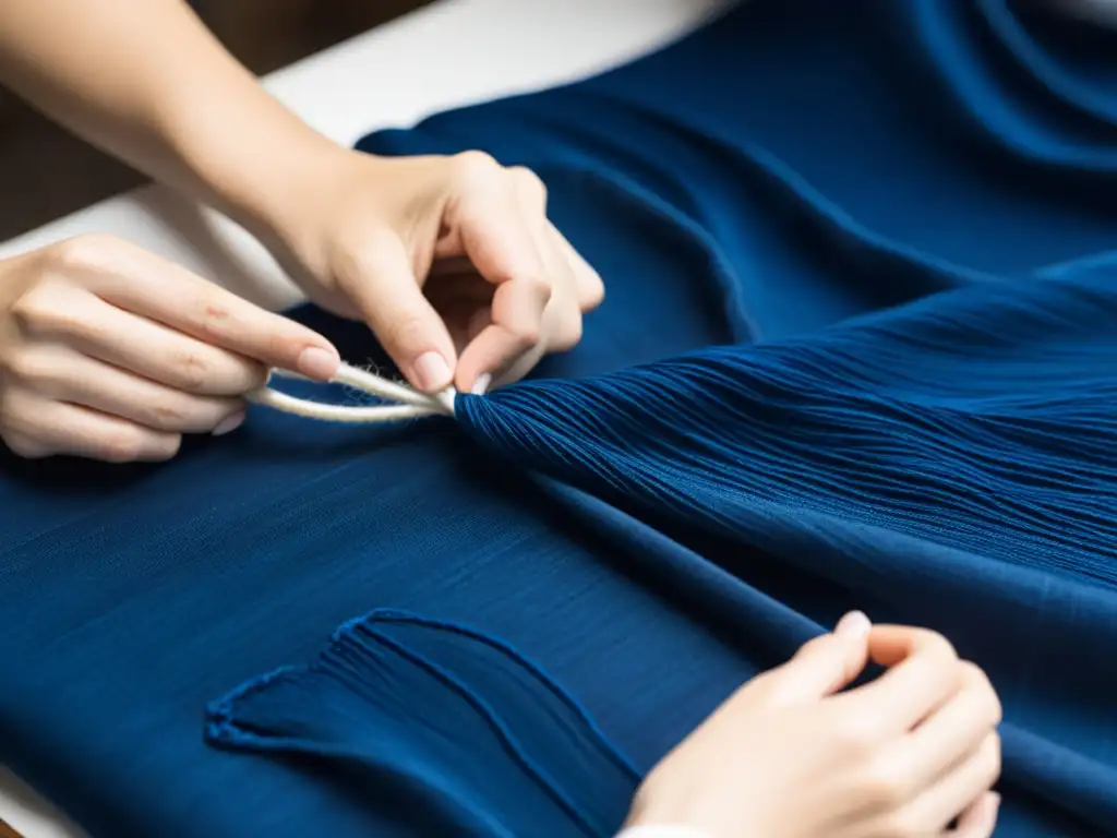 Artesano japonés muestra destreza en la técnica Shibori, teñido tradicional de telas