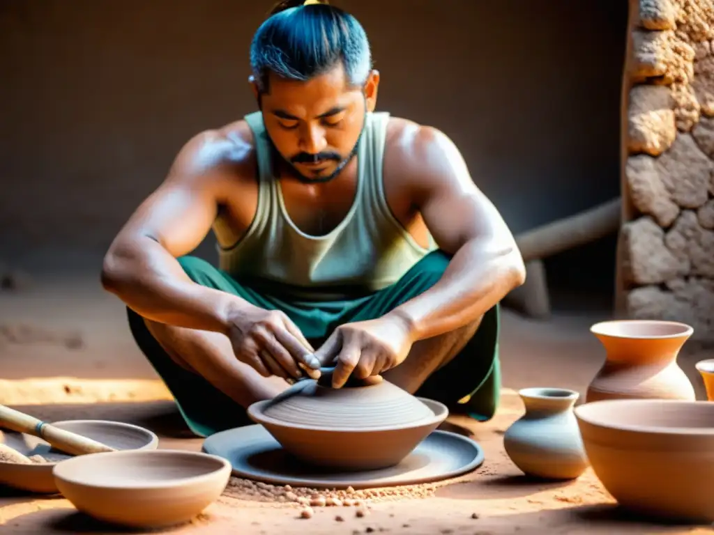 Artesano del Valle del Indo moldea cerámica con técnicas tradicionales, reflejando la conexión cultural y la destreza artesanal