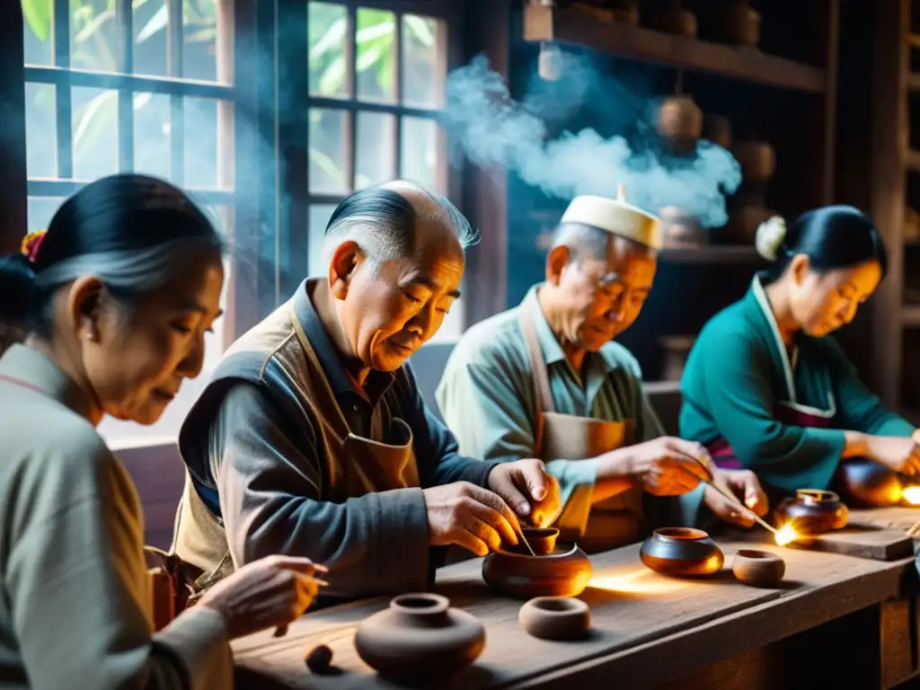 Artesanos asiáticos elaboran cámaras pinhole en un taller atmosférico, conectados con la tradición de la fotografía en Asia