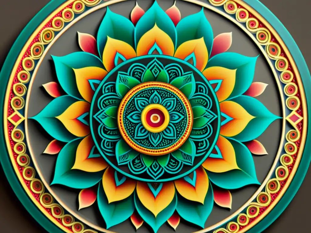 Un artista dibuja meticulosamente un mandala tradicional, explorando meditación a través mandalas con detalle y concentración