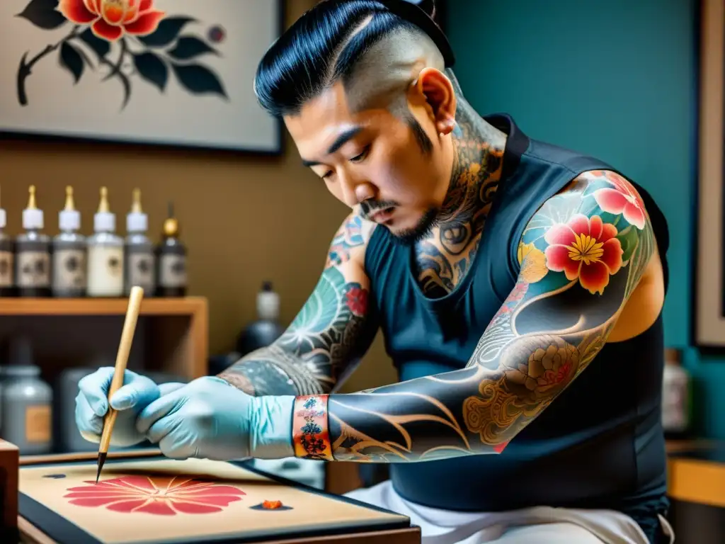 Un artista de tatuajes Irezumi crea una impresionante obra de arte corporal japonesa, mostrando su destreza y reverencia por la tradición