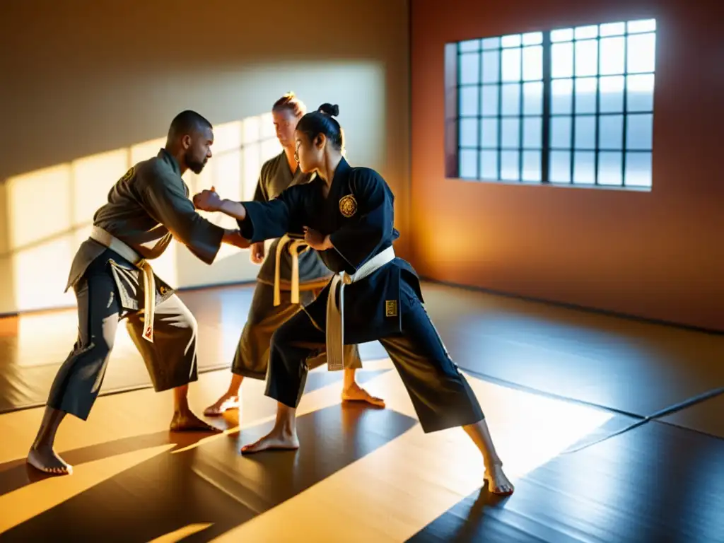 Práctica de Krav Magá al atardecer, reflejando la disciplina y determinación de los estudiantes