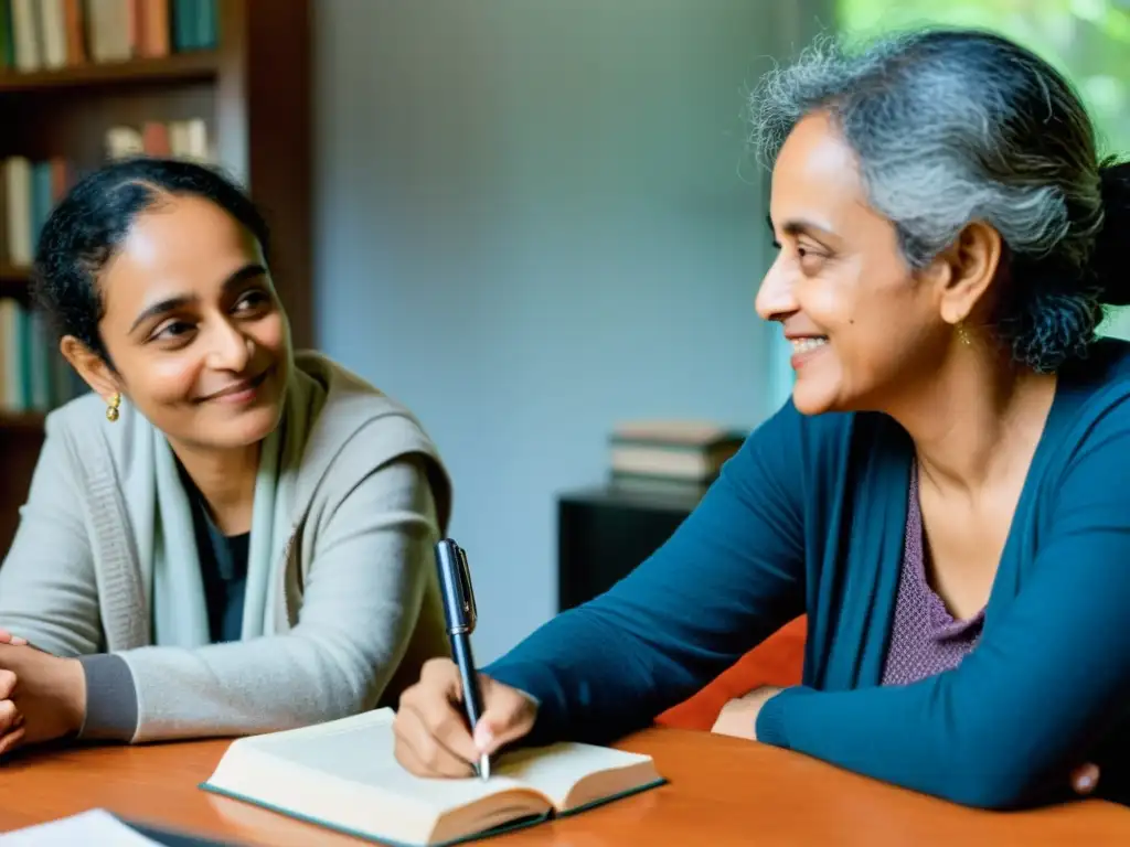 Autores indios escriben desde el extranjero: Kiran Desai y Arundhati Roy conversan apasionadamente en una acogedora habitación llena de libros