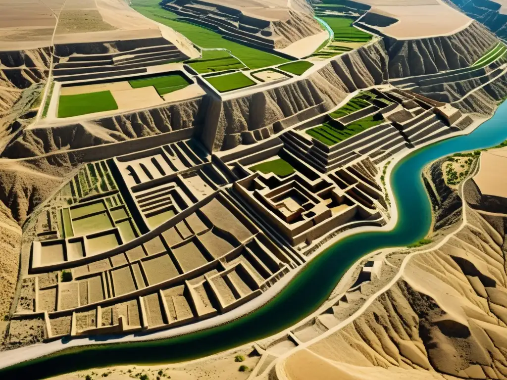 Avanzada ingeniería hidráulica de la civilización del Valle del Indo Ingeniería avanzada en el Valle del Indo: detallada imagen de antiguos sistemas de drenaje, destacando la compleja infraestructura de gestión del agua