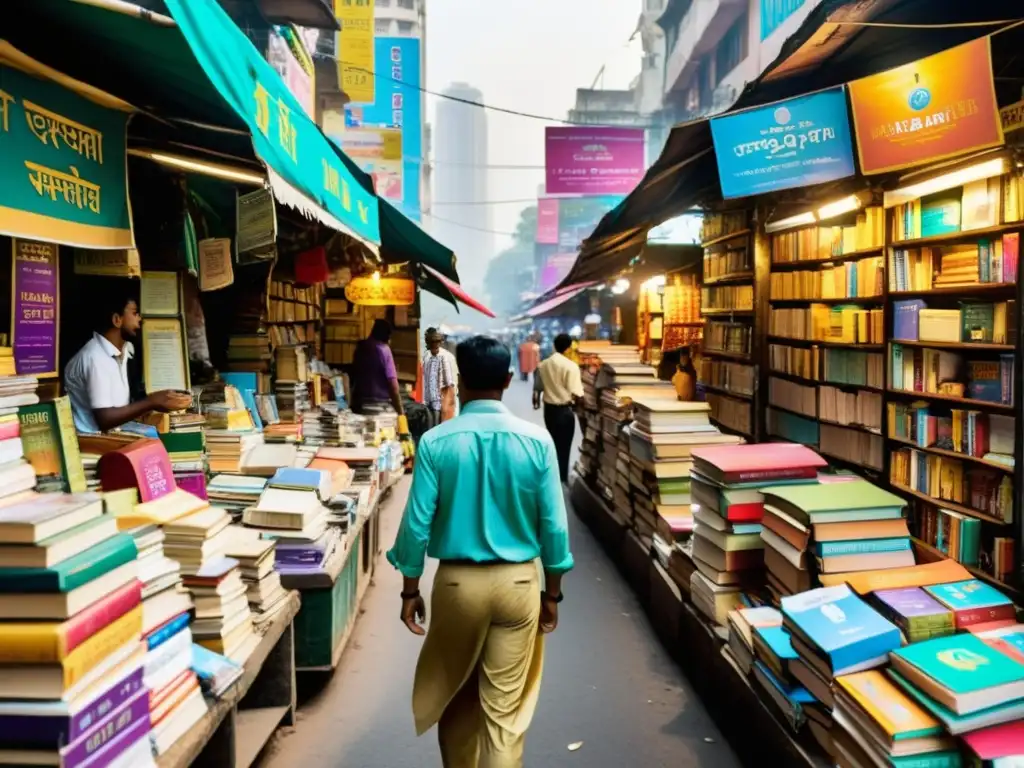 Una bulliciosa calle de Mumbai, India llena de colores vibrantes y cultura diversa