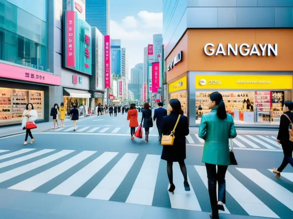 Una bulliciosa calle de Gangnam, Seúl, muestra la revolución Hallyu de Corea en la moda mundial con tiendas de moda y belleza vibrantes