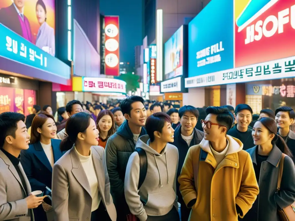 Una bulliciosa calle de Seúl, Corea del Sur, llena de cines independientes que proyectan películas asiáticas