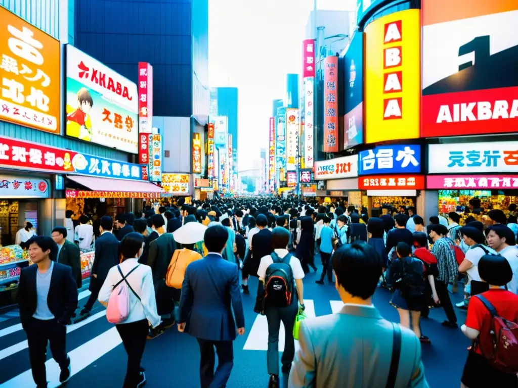 El bullicioso distrito de Akihabara en Tokio muestra la influencia de la cultura pop asiática con sus coloridos letreros y gente vestida de cosplay