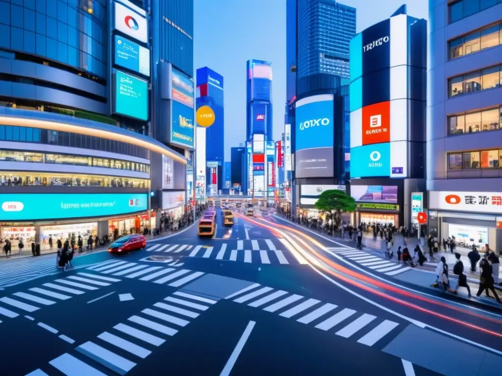 Una calle bulliciosa en Tokio, Japón, con dispositivos IoT integrados