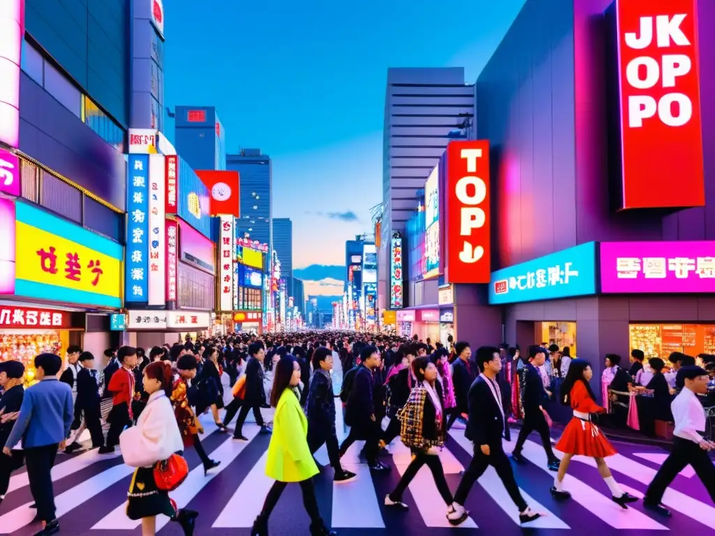 Una calle bulliciosa en Tokio, llena de letreros de neón y gente