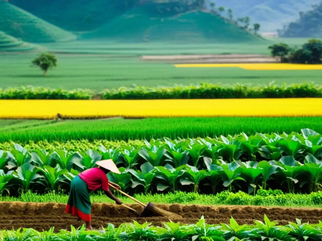 Campesinos asiáticos cuidan cultivos con métodos tradicionales e innovadores, adaptación de cultivos a estaciones en Asia