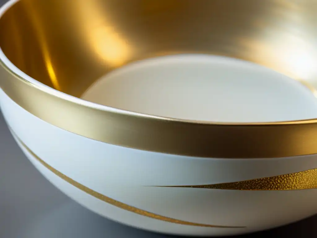 Una cerámica rota reparada con oro, reflejando la filosofía del Kintsugi y la belleza de la imperfección