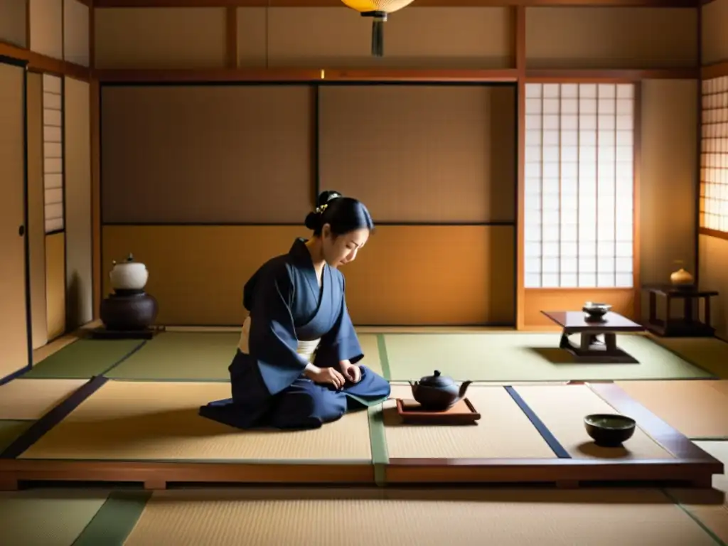 Una ceremonia de té japonesa captura la armonía y tranquilidad del Bushido en una habitación serena