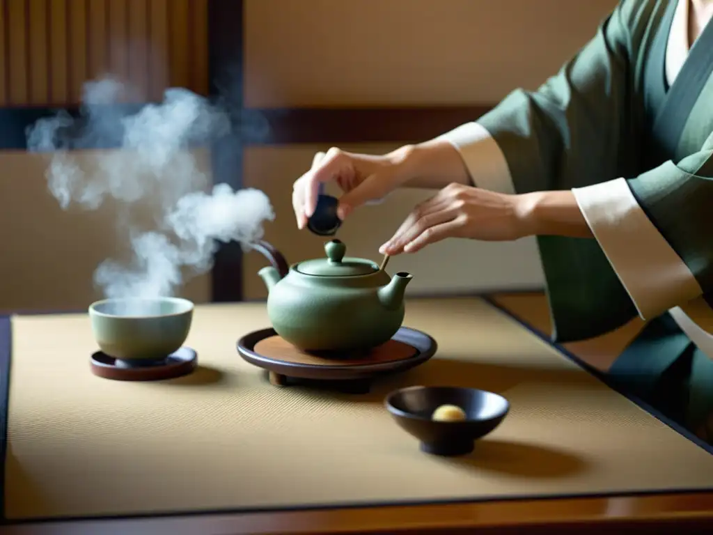 Una ceremonia del té japonesa, con movimientos delicados y serenidad