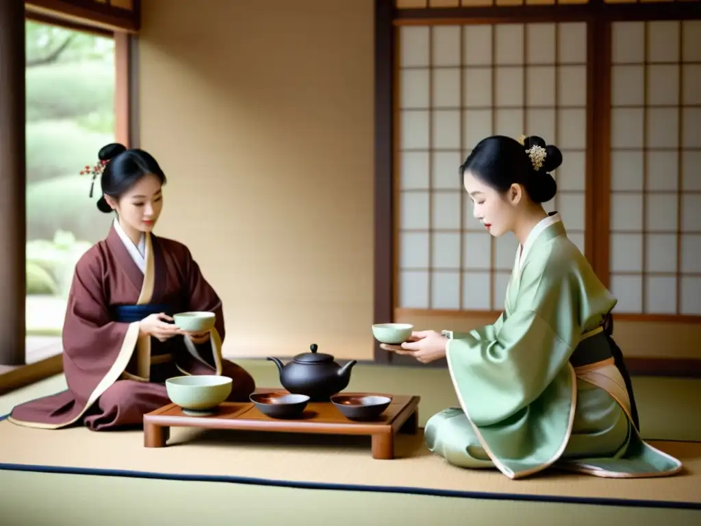 Una ceremonia de té tradicional con vestimenta Hanfu, respeto y armonía, reflejando los principios confucianos en la cultura contemporánea