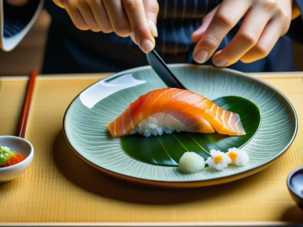 Un chef con estrellas Michelin prepara un exquisito menú kaiseki japonés, mostrando técnicas innovadoras de Restaurantes Estrellas Michelin asiáticos