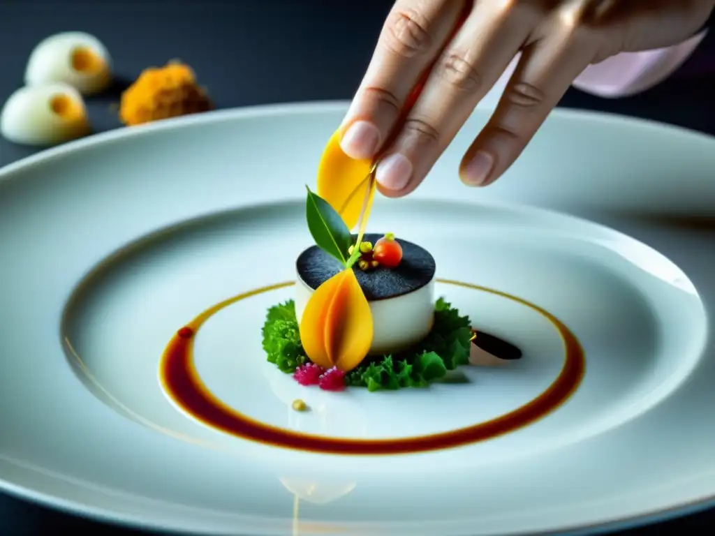 Un chef experto en un restaurante con Estrellas Michelin en Asia, crea una obra maestra culinaria con ingredientes exclusivos