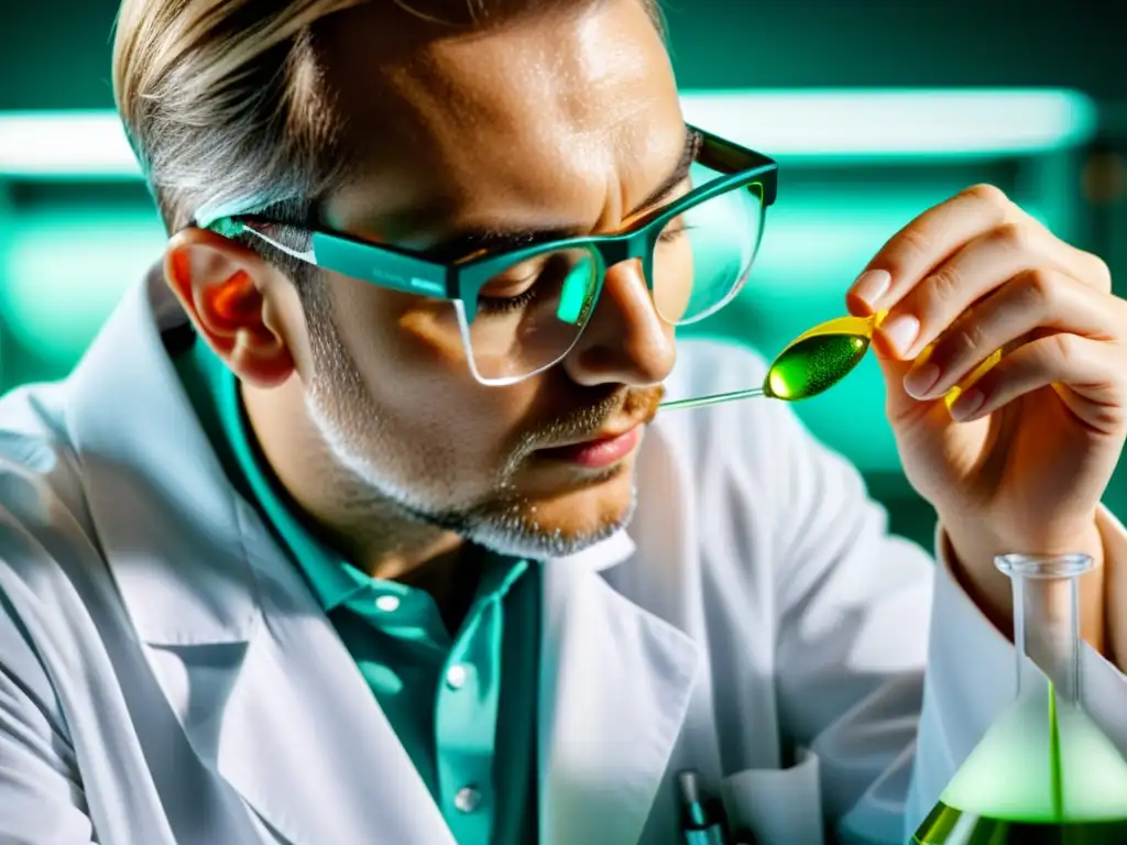 Extracción botánica: Ciencia y Naturaleza en Armonía Un científico extrae extractos botánicos con precisión, fusionando la belleza natural con avances tecnológicos en cosmética asiática