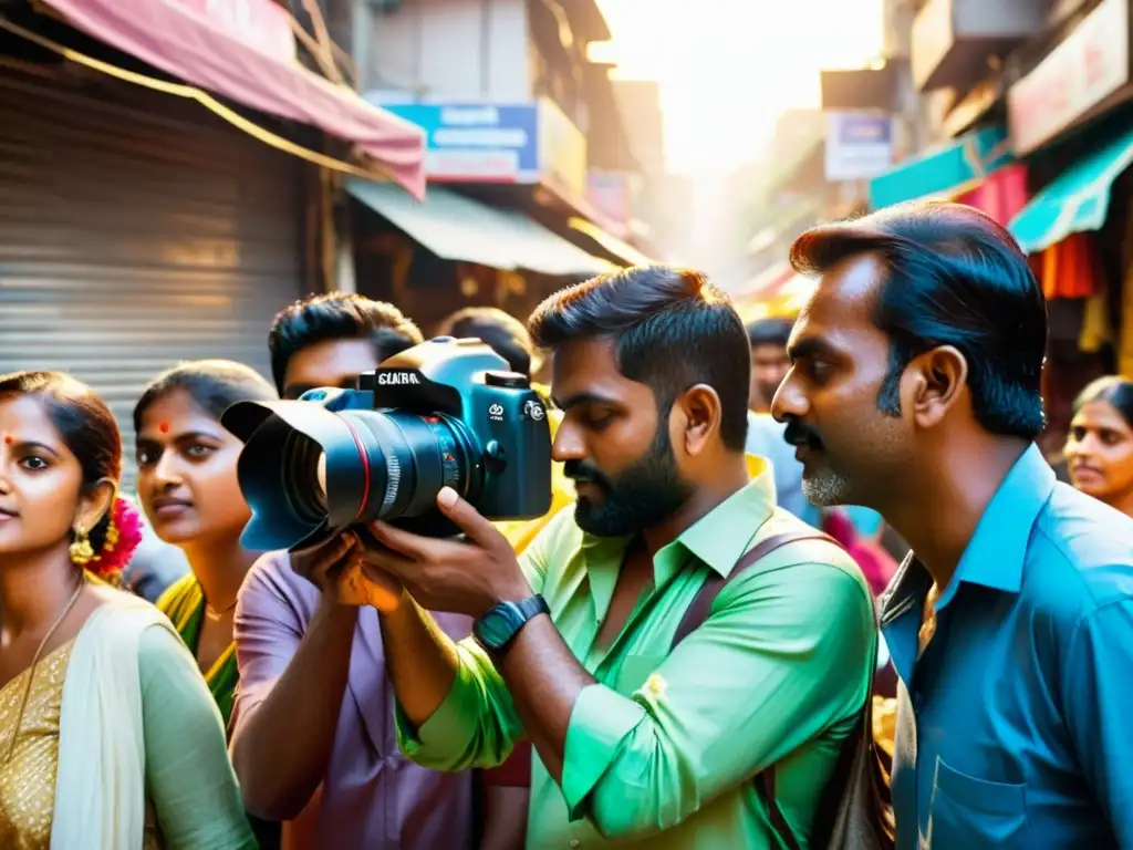 Cine documental India poder narrativo: Cineastas capturando la vida callejera vibrante de Mumbai con colores vividos y emoción auténtica