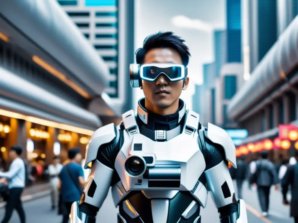 Un cineasta cyborg futurista captura la bulliciosa vida de una ciudad asiática, fusionando tecnología y cultura