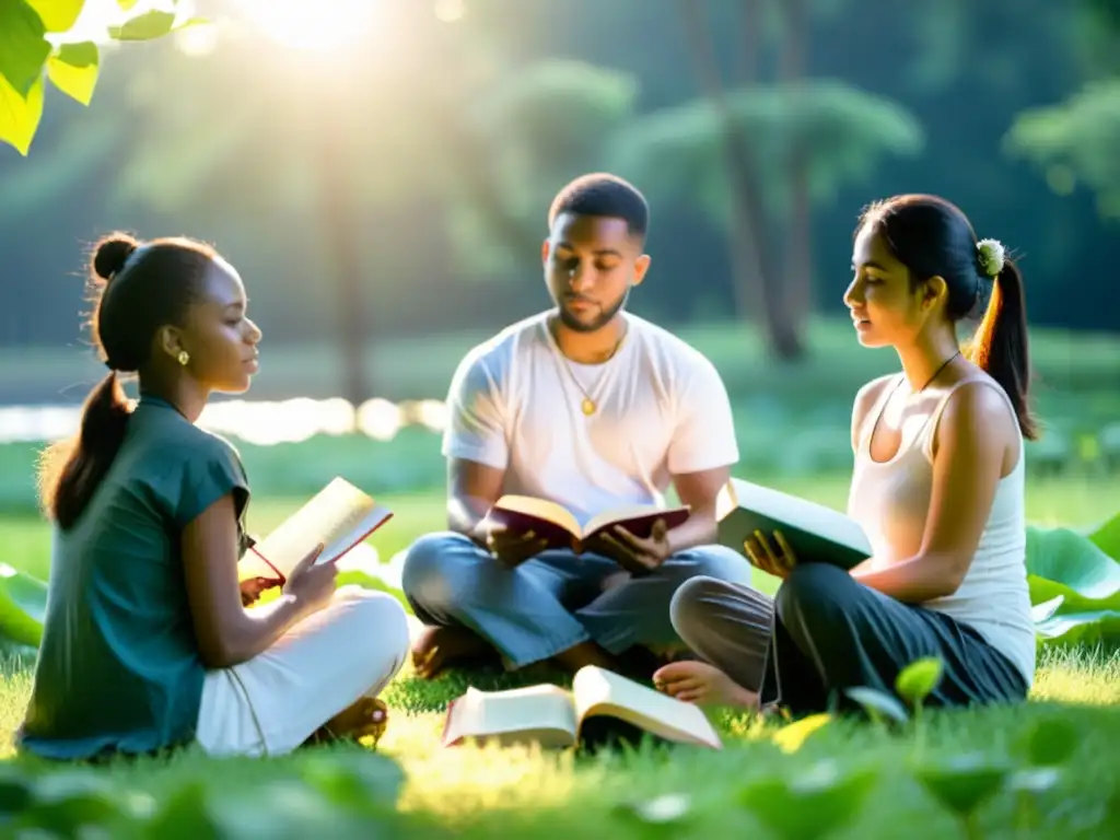 Un círculo de jóvenes en un campo, conversando y reflexionando