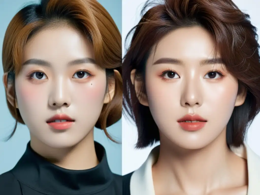 Collage de transformaciones impactantes de cirugía estética para parecerse a estrellas Kpop