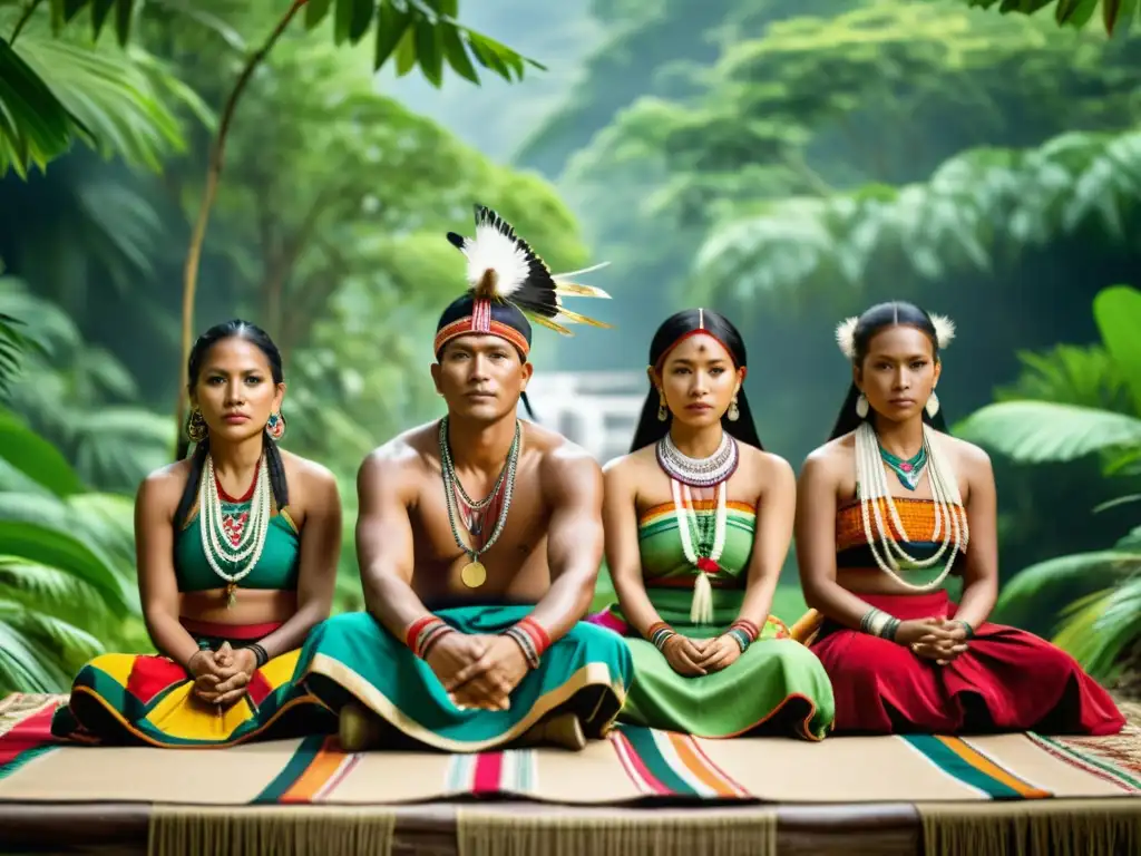 Colorida ceremonia cultural de Minorías Étnicas en Asia Moderna entre exuberante vegetación