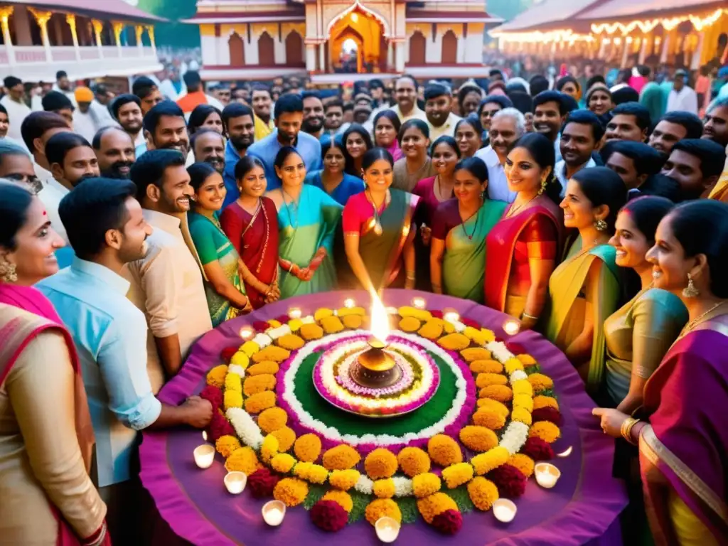 Colorida celebración de Diwali en la ciudad moderna, adaptación del hinduismo al mundo contemporáneo