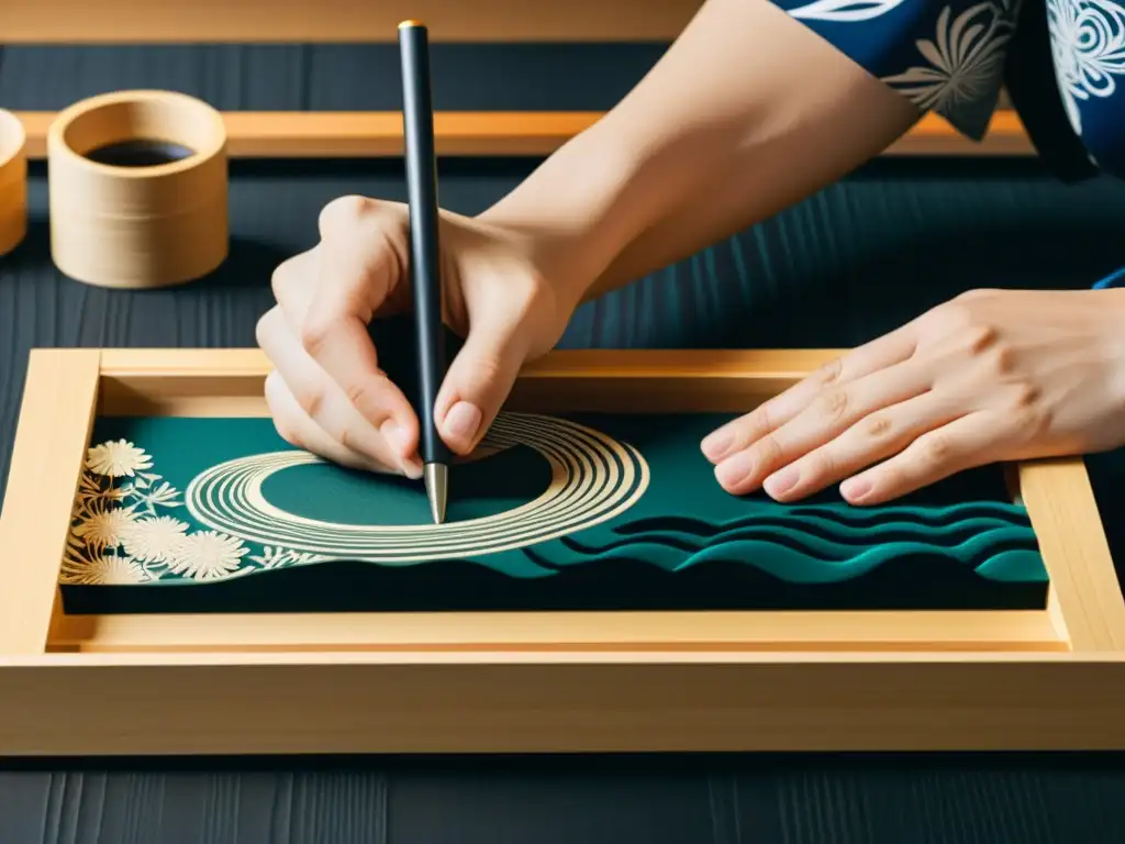 Creación digital de grabado japonés tradicional, fusionando métodos antiguos y modernos en el arte y la cultura asiática de los NFTs