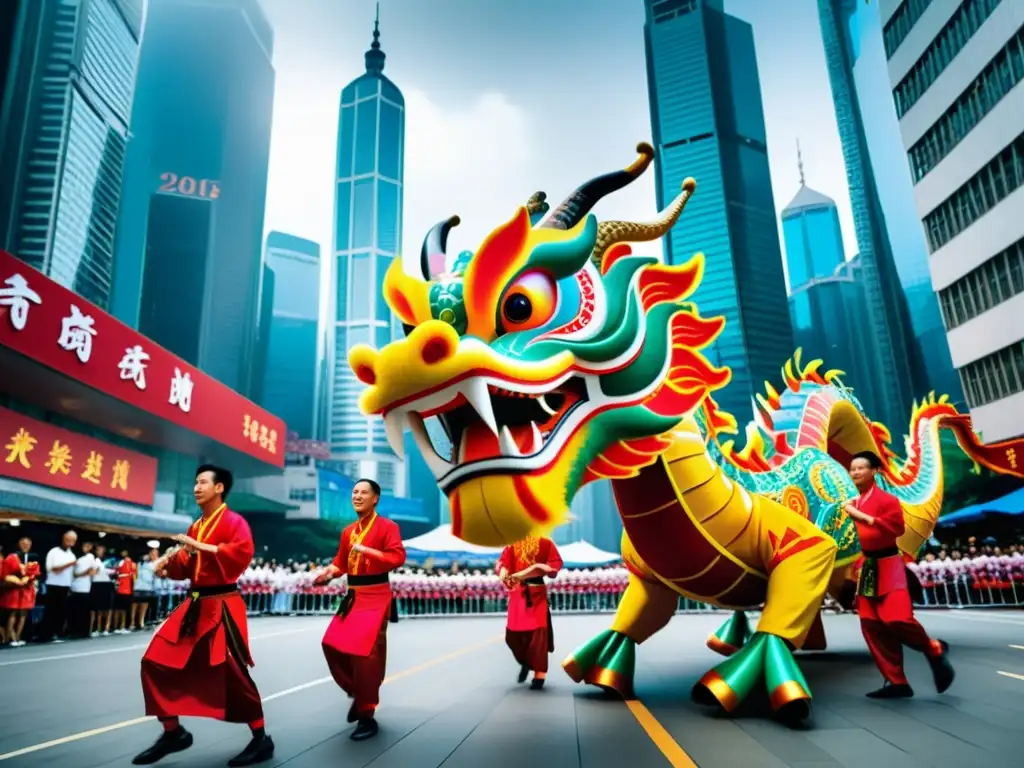 Renacer del dragón en Hong Kong: danza tradicional con dragones, colores vibrantes y la fusión de modernidad y tradición