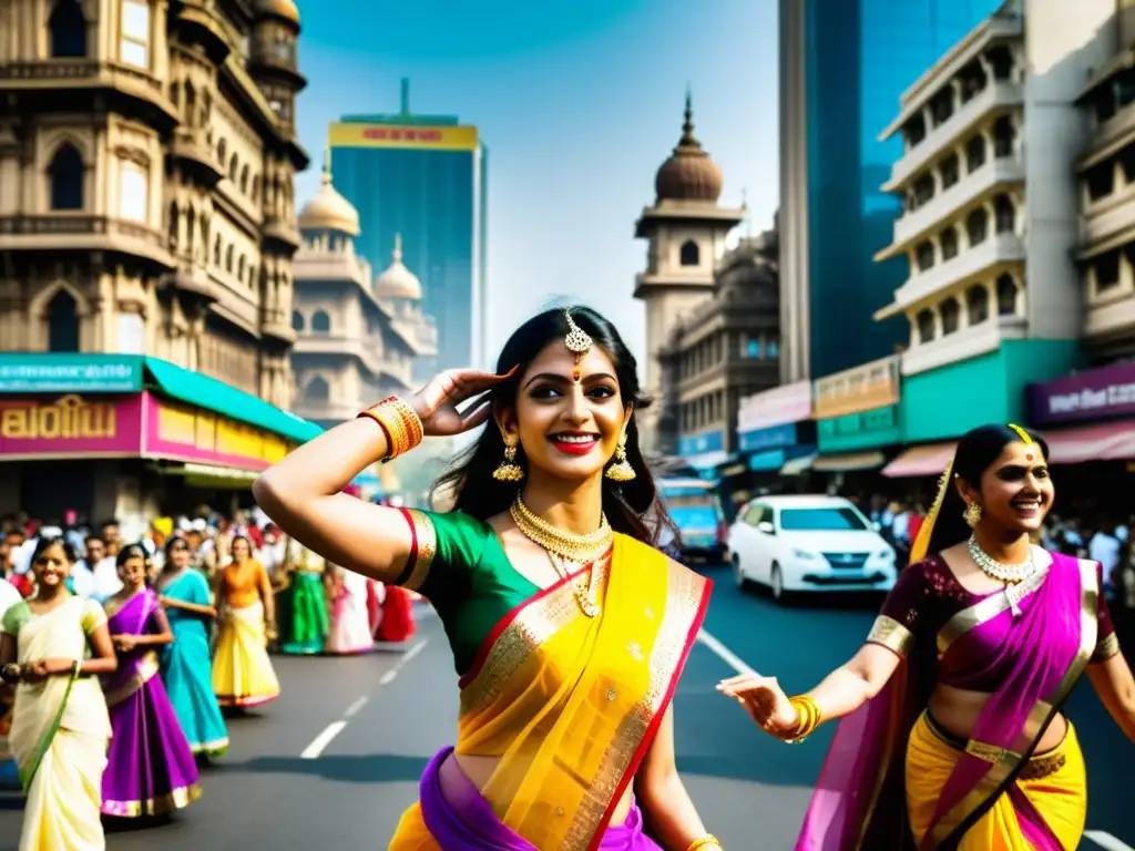 Desfile callejero colorido y animado en Mumbai