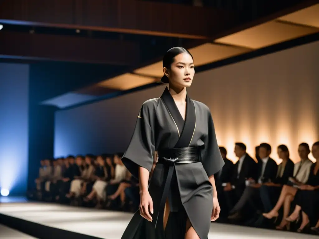 Un desfile de moda contemporánea inspirada en la filosofía oriental, con diseños minimalistas y elegantes