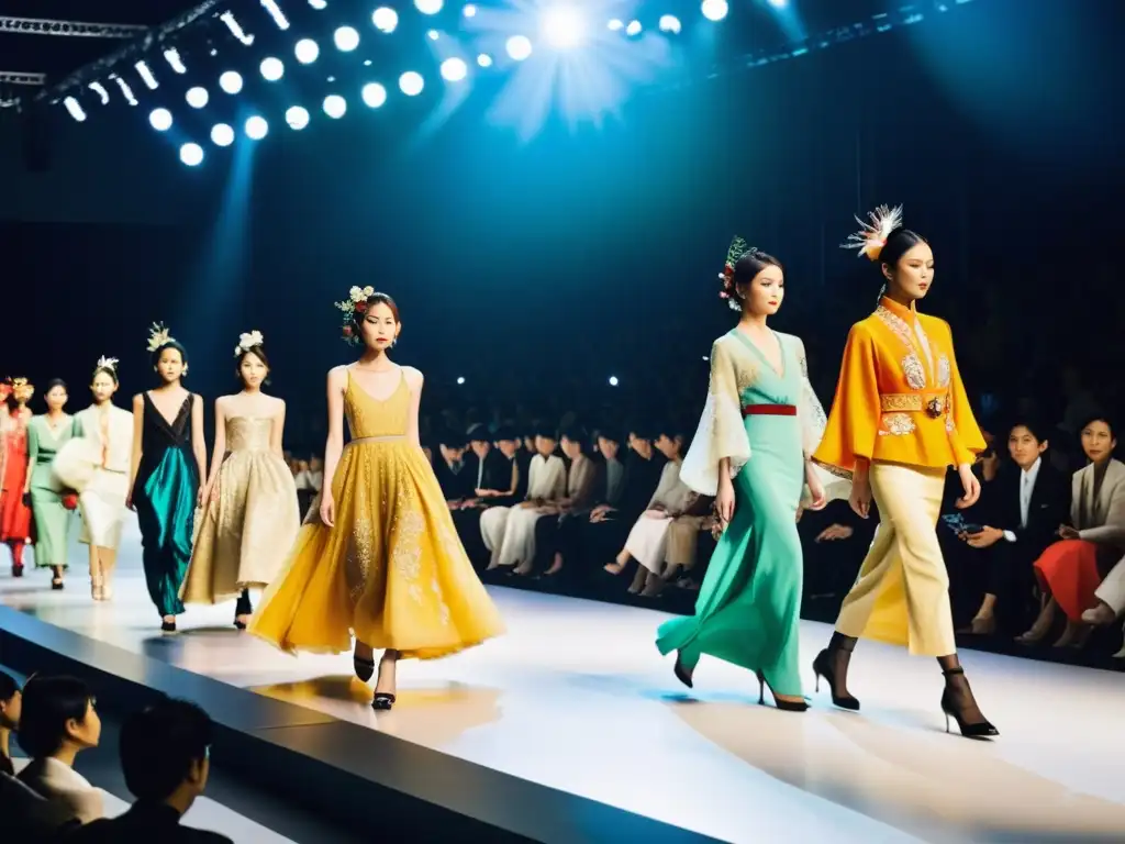 Desfile de moda japonesa: innovación y creatividad en la pasarela Desfile de moda con innovaciones de diseñadores destacados en Japan Fashion Week: vibrante creatividad y elegancia japonesa en la pasarela