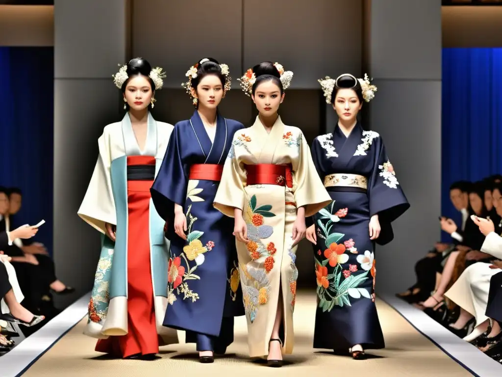 Desfile de moda japonesa: kimono tradicional y alta costura global en armonía