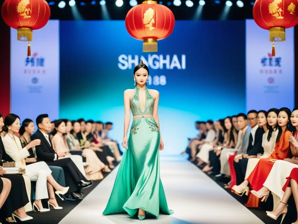 Deslumbrante desfile de moda de lujo en Shanghai, China, fusionando historia y modernidad con elegancia