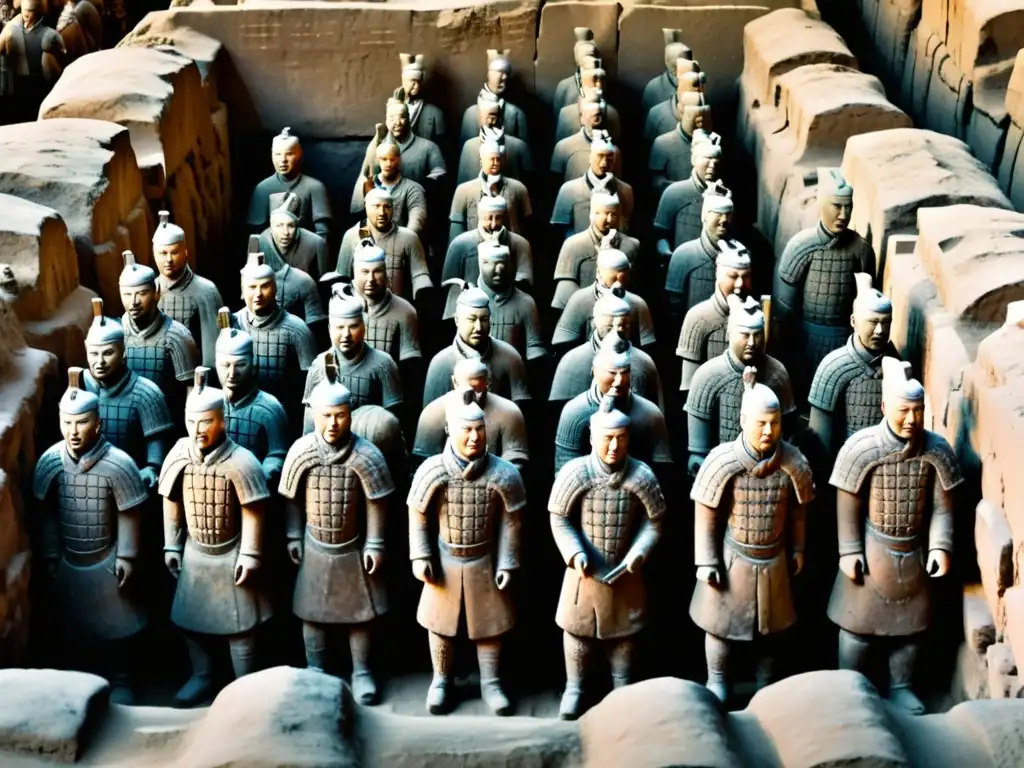 Deslumbrante imagen de los Guerreros de Terracota emperador chino en la antigua ciudad de Xi'an, mostrando su detalle y majestuosidad histórica