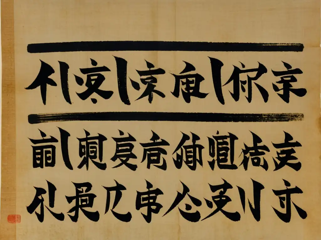 Detallada escritura Liao, historia china capturada en pergamino envejecido, con delicadas pinceladas y señales de antigüedad