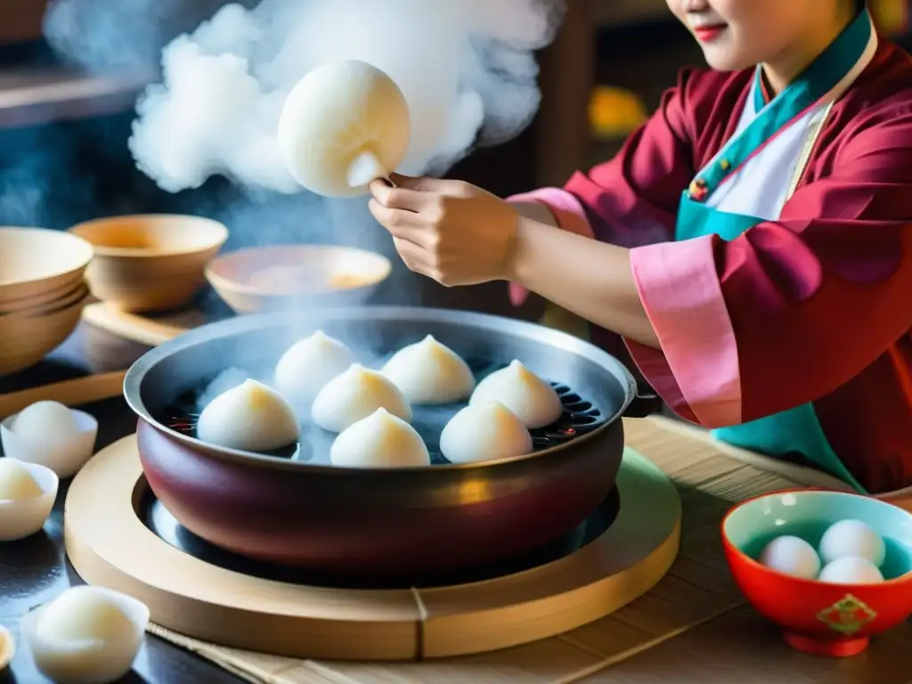 Preparación detallada de tangyuan durante el festival Dongzhi en Asia, resaltando la importancia del Dongzhi en Asia