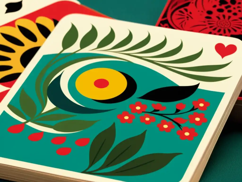 Detallada imagen de un mazo de cartas Hanafuda, con motivos florales y de la vida salvaje