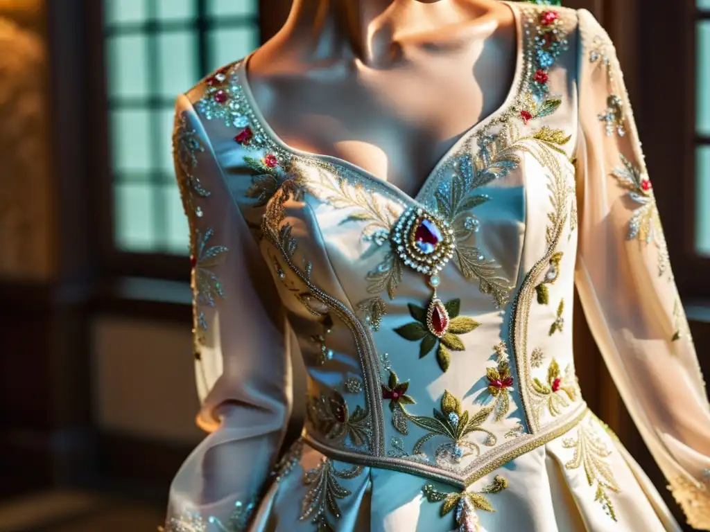 Detalle de alta costura: arte en vestido de novia asiático